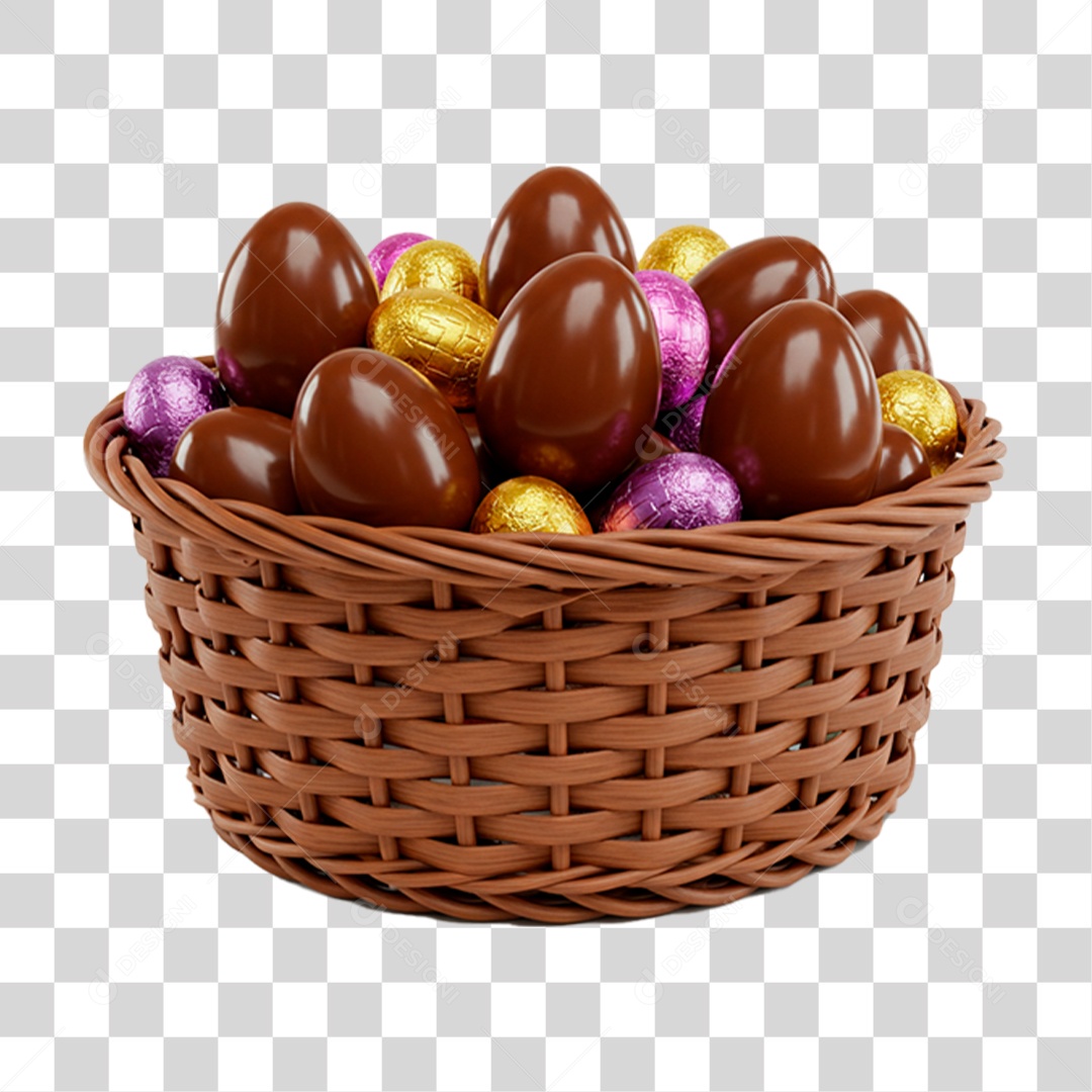 Cesta de Ovo de Páscoa PNG Transparente