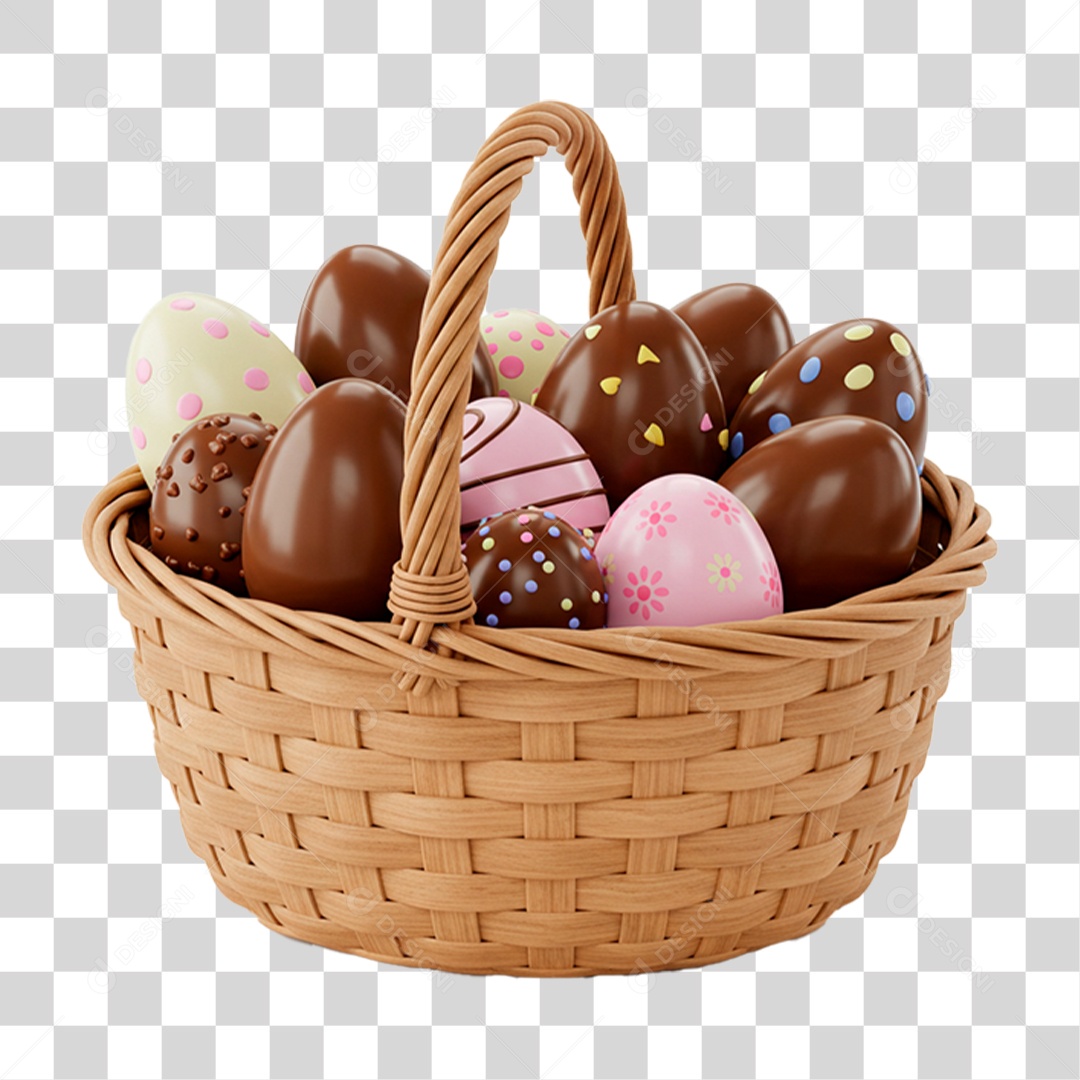 Cesta de Ovo de Páscoa PNG Transparente