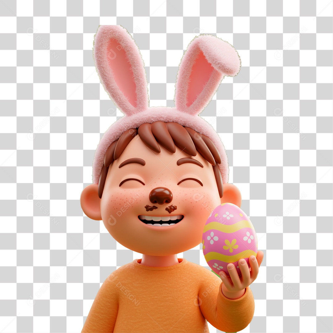 Criança Segurando Ovo de Chocolate PNG Transparente