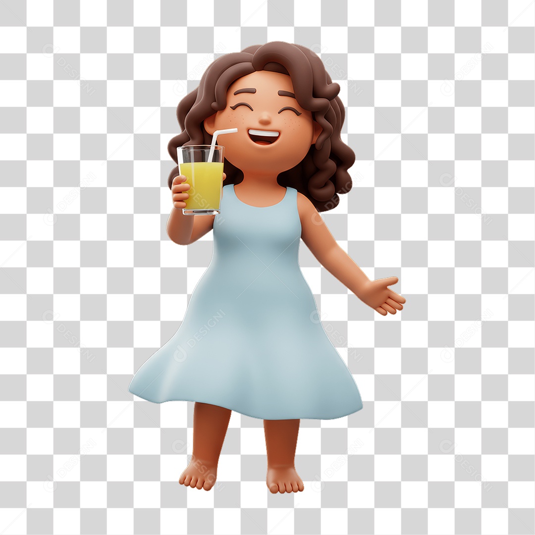 Personagem Mulher com Copo PNG Transparente