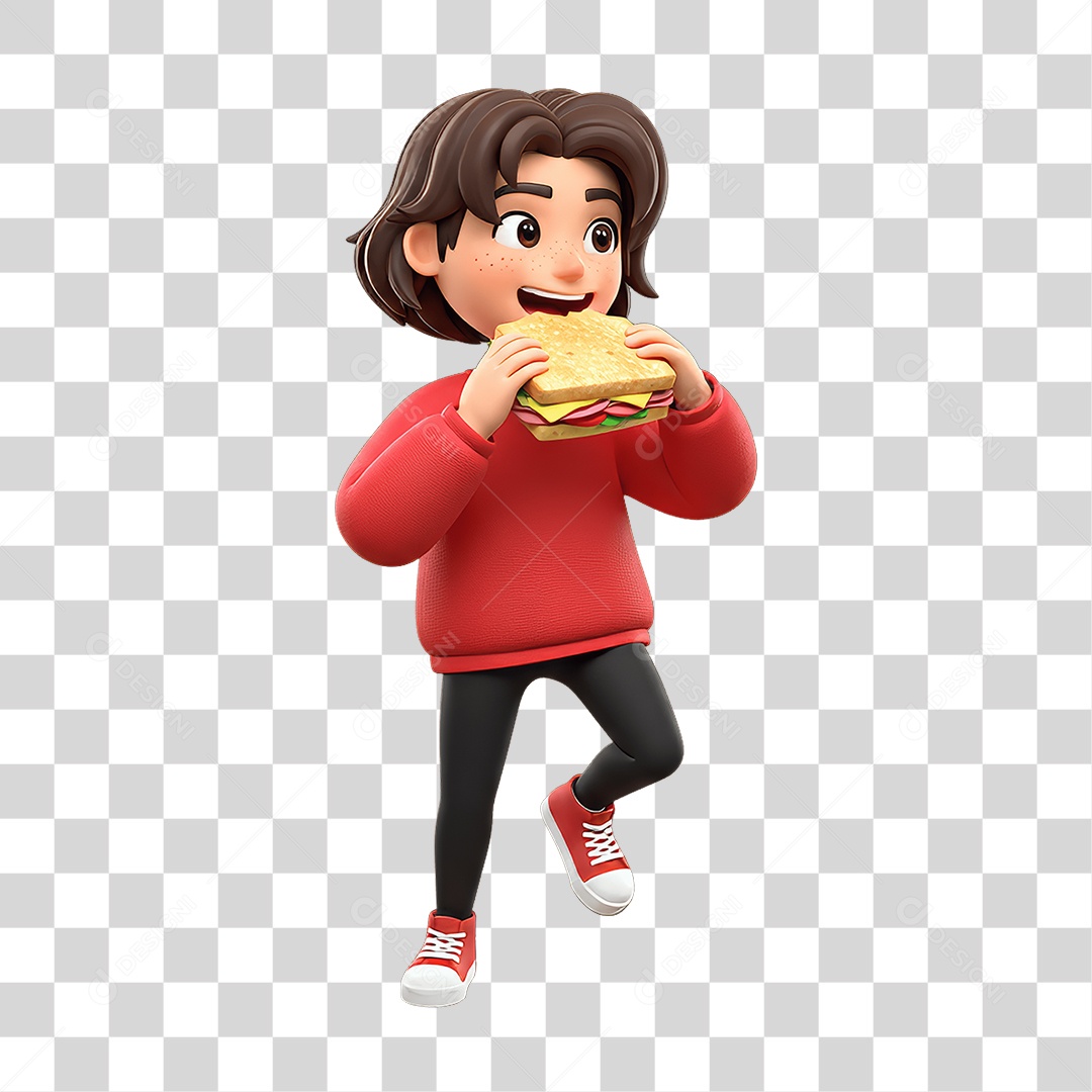 Personagem com Sanduíche PNG Transparente