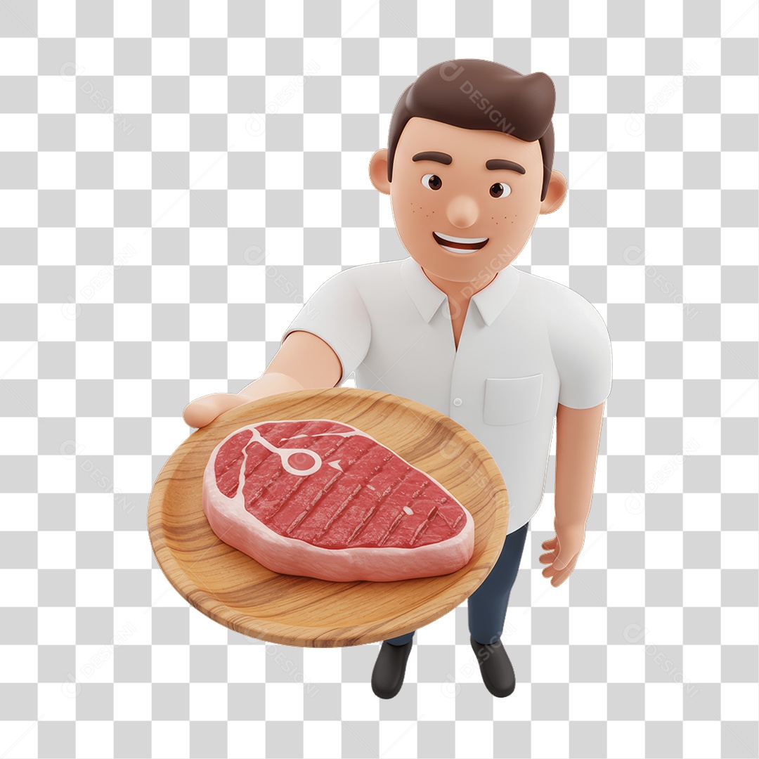 Garçom com Prato PNG Transparente