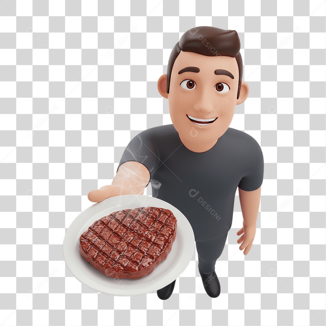 Garçom com Prato PNG Transparente