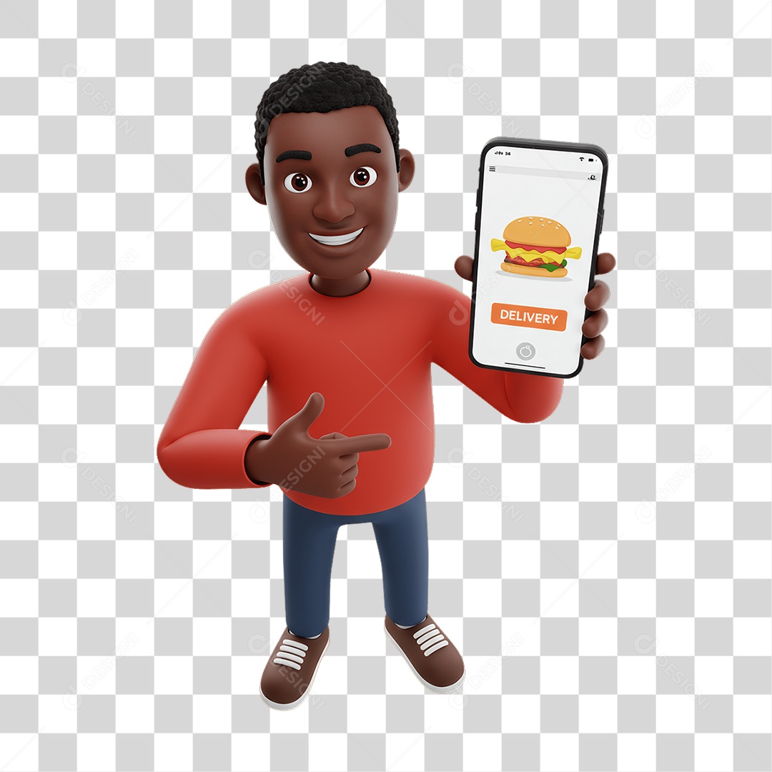 Personagem com Celular PNG Transparente