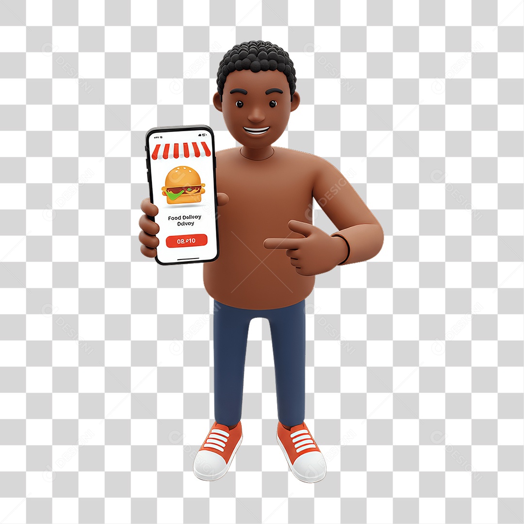 Personagem com Celular PNG Transparente