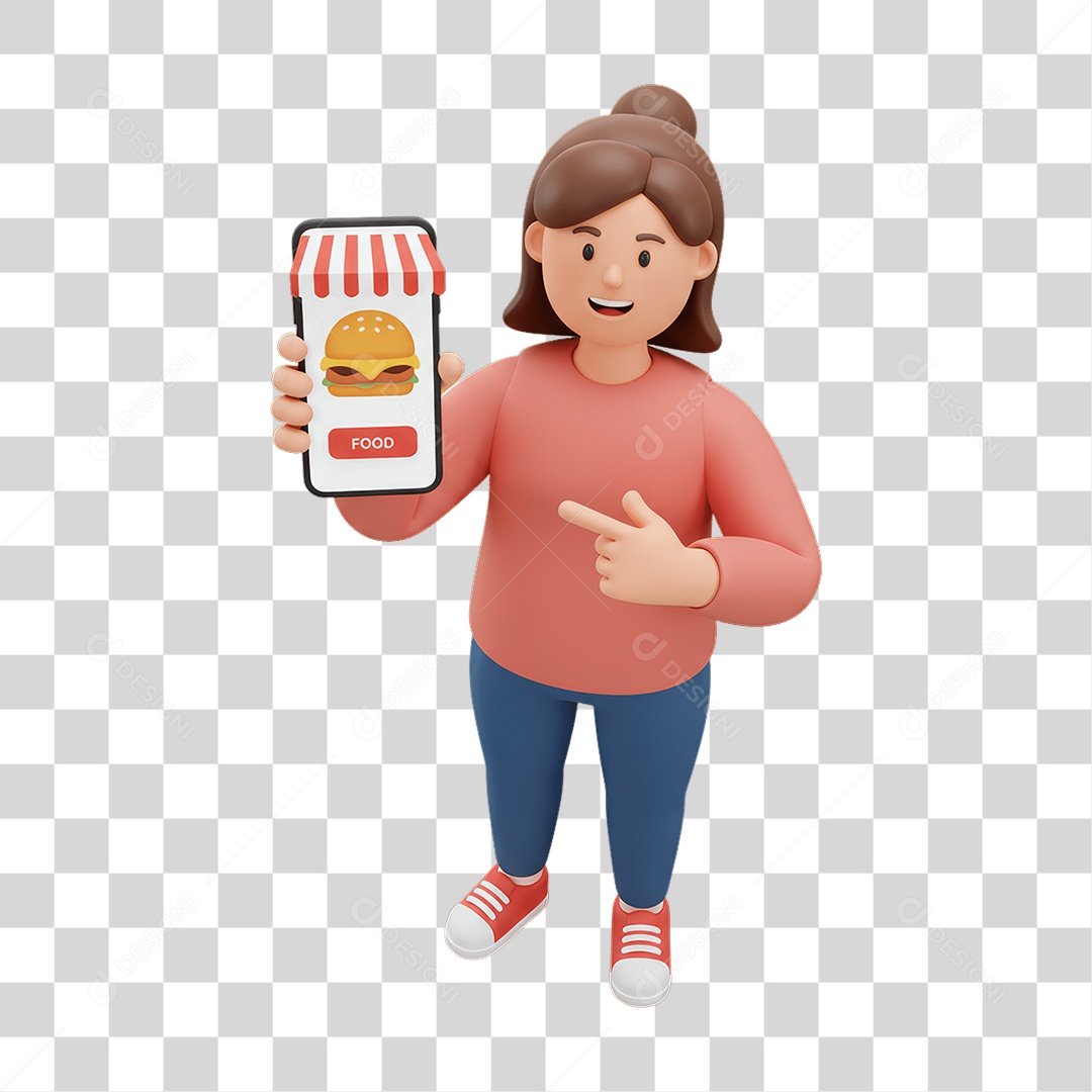 Personagem com Celular PNG Transparente