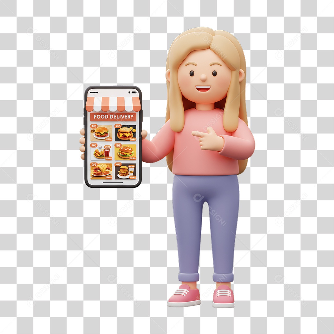 Personagem com Celular PNG Transparente