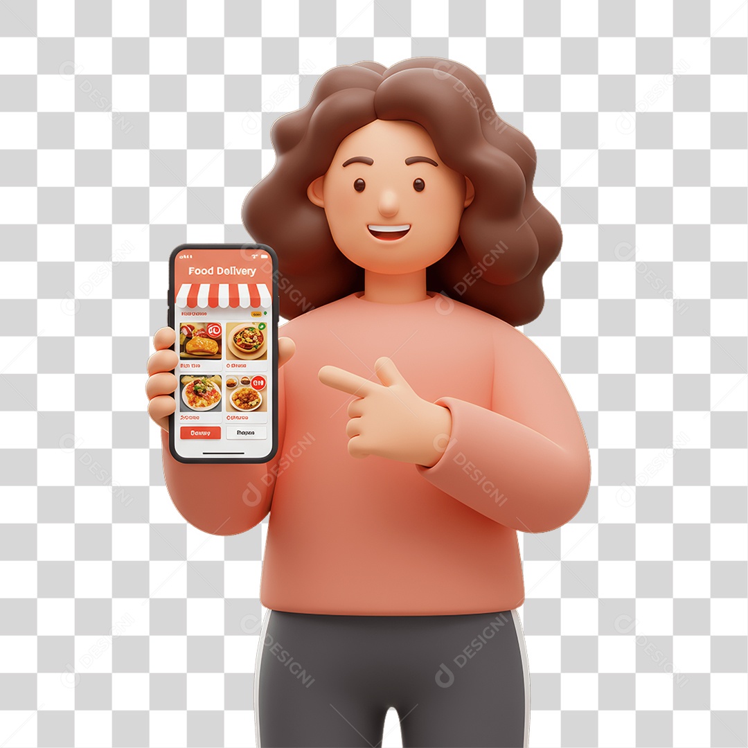 Personagem com Celular PNG Transparente