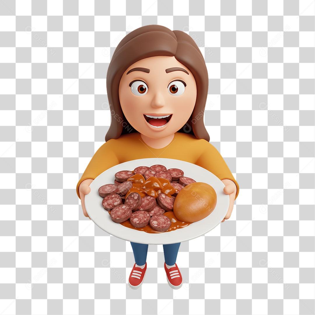 Mulher com Prato Comida PNG Transparente