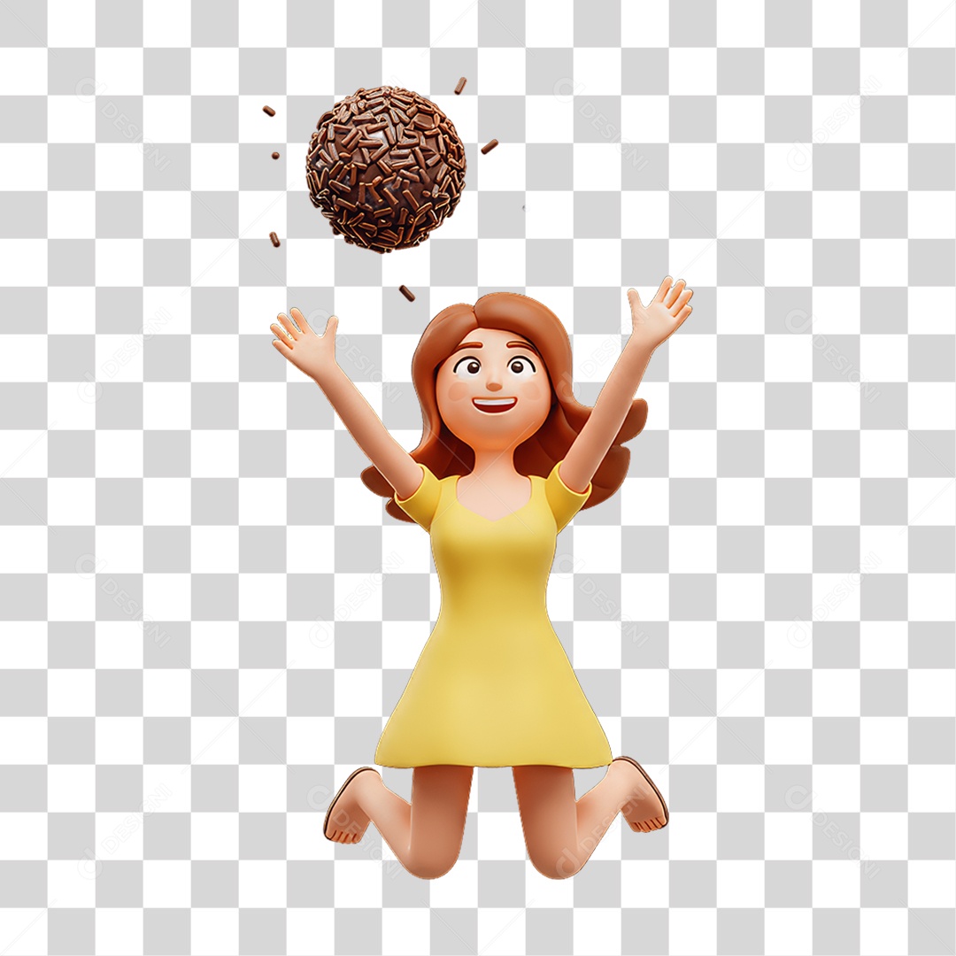 Personagem Mulher com Brigadeiro PNG Transparente