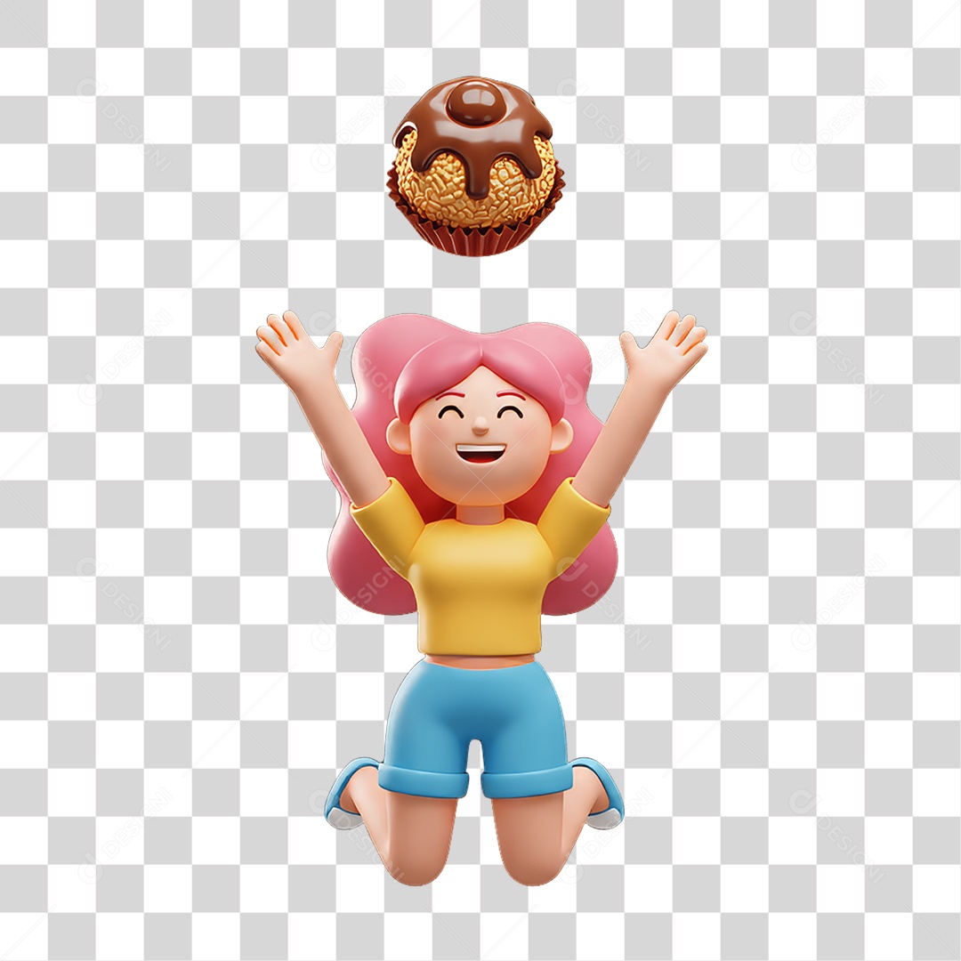 Mulher com Bolo PNG Transparente