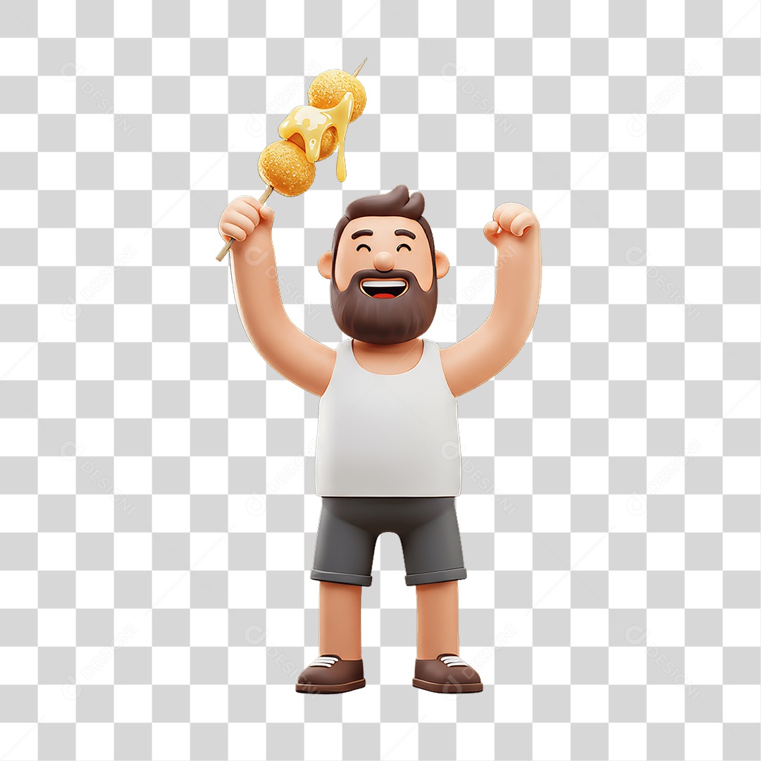 Personagem Homem com Espeto nas Mãos PNG Transparente