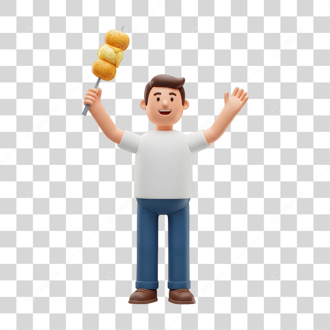 Personagem Homem com Espeto nas Mãos PNG Transparente