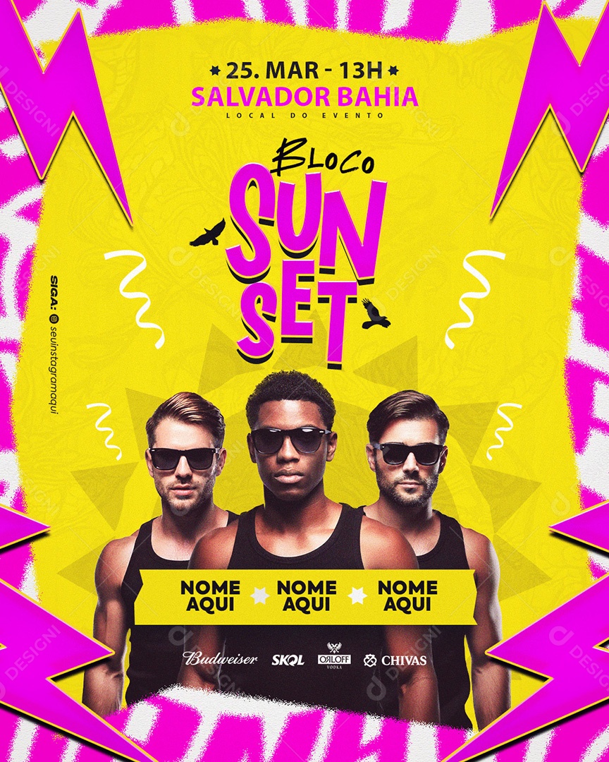 Flyer Bloco Sunset Social Media Story PSD Editável