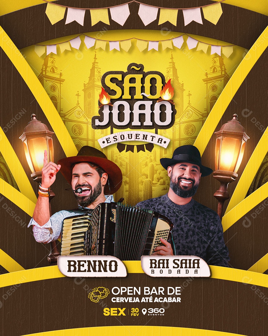 Flyer São João Esquenta Social Media Feed PSD Editável