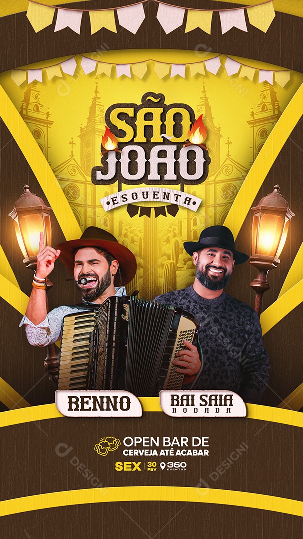 Flyer São João Esquenta Social Media Story PSD Editável