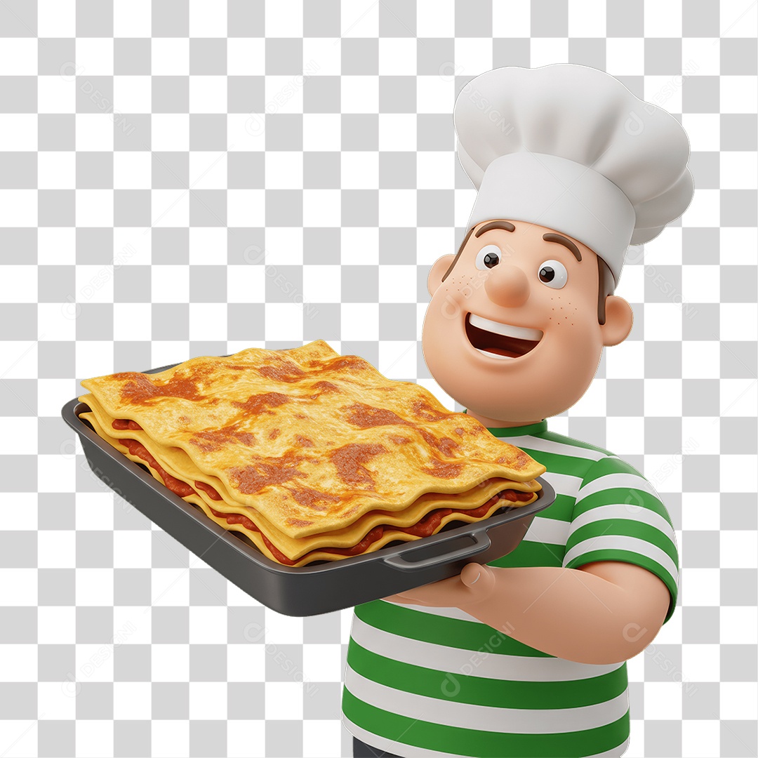 Personagem Homem Italiano com Comida Típica da Região PNG Transparente