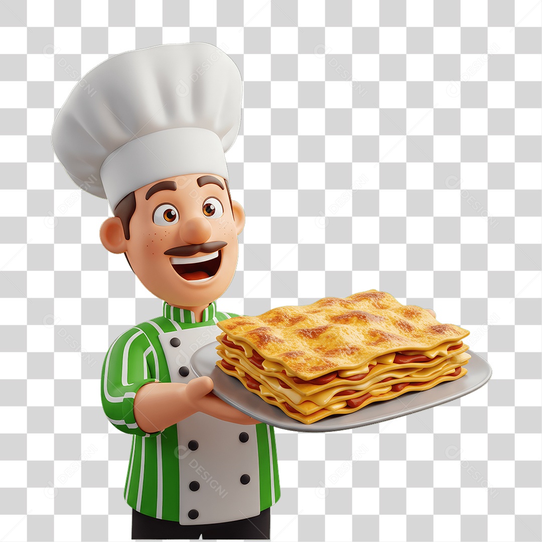 Personagem Homem Italiano com Comida Típica da Região PNG Transparente