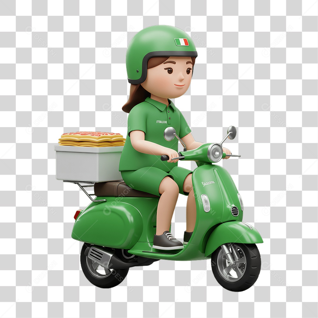 Personagem Entregadora Italiana PNG Transparente