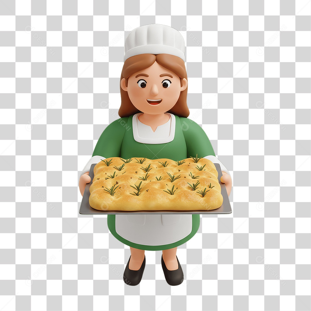 Personagem Mulher Italiana com Comida Típica da Região PNG Transparente