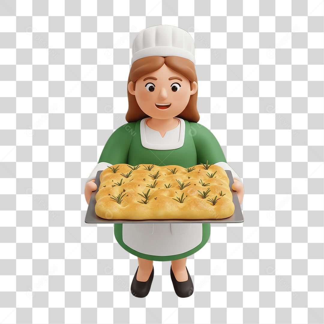 Personagem Mulher Italiana com Comida Típica da Região PNG Transparente
