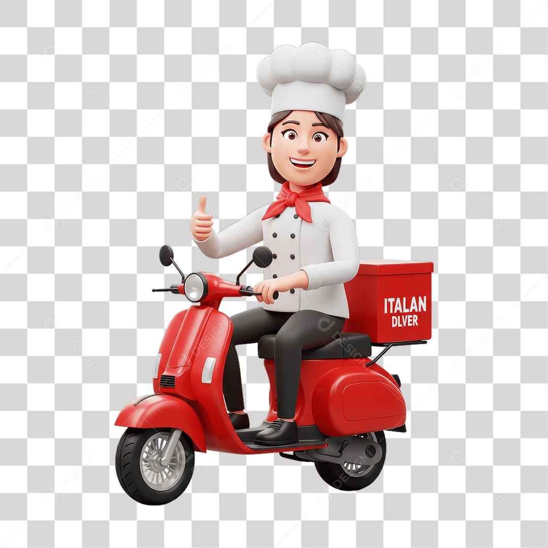 Personagem Entregadora Italiana PNG Transparente