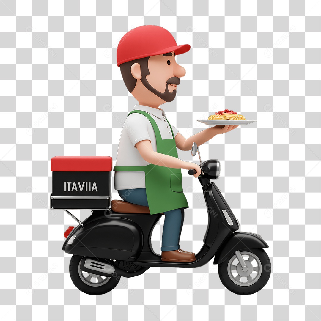 Personagem Entregador Italiano PNG Transparente