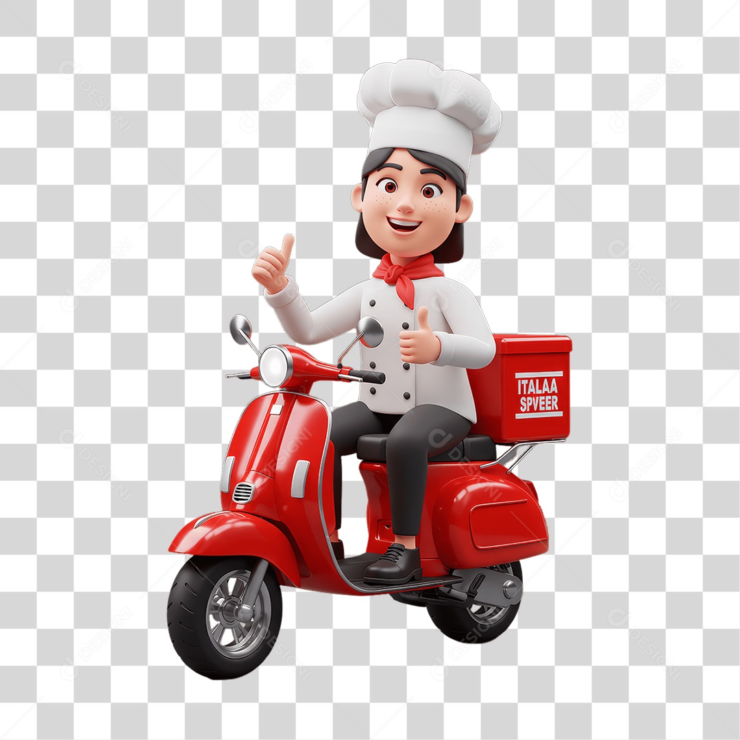 Personagem Entregadora Italiana PNG Transparente