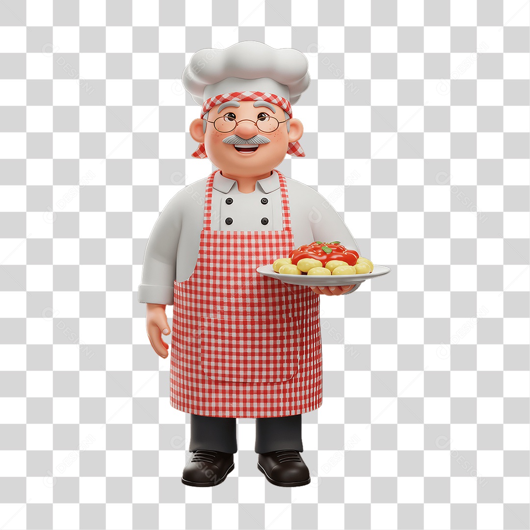Personagem Homem Italiano com Comida Típica da Região PNG Transparente