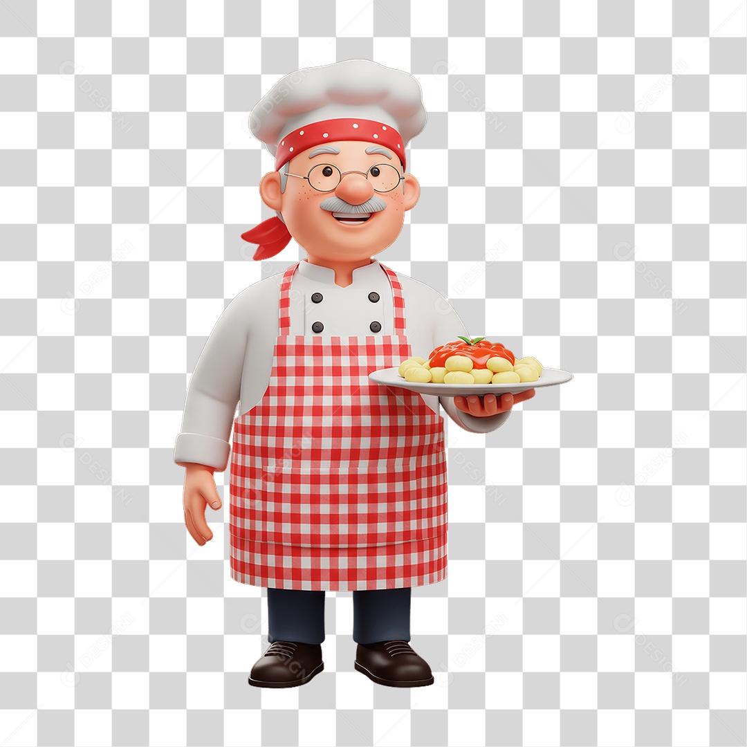Personagem Homem Italiano com Comida Típica da Região PNG Transparente