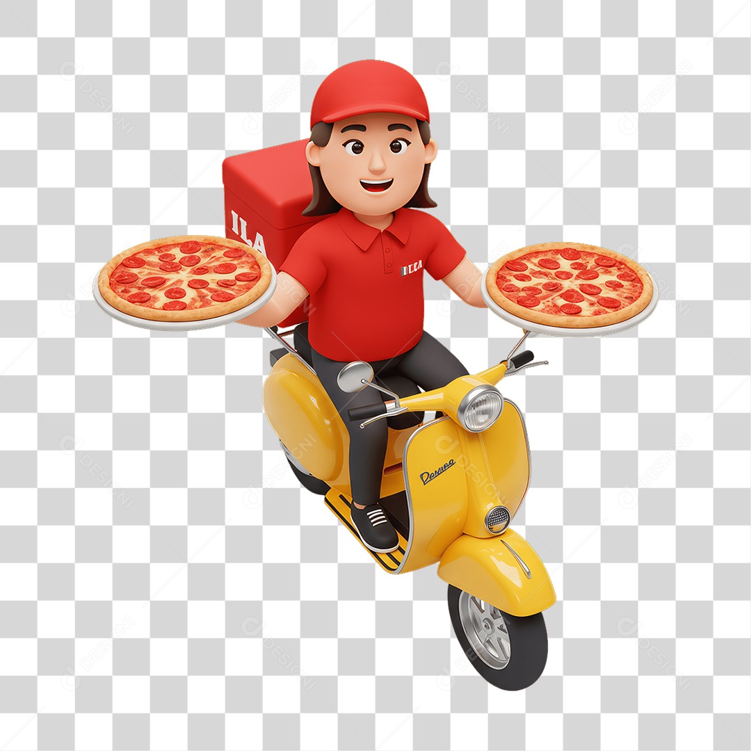 Personagem Entregadora Italiana PNG Transparente