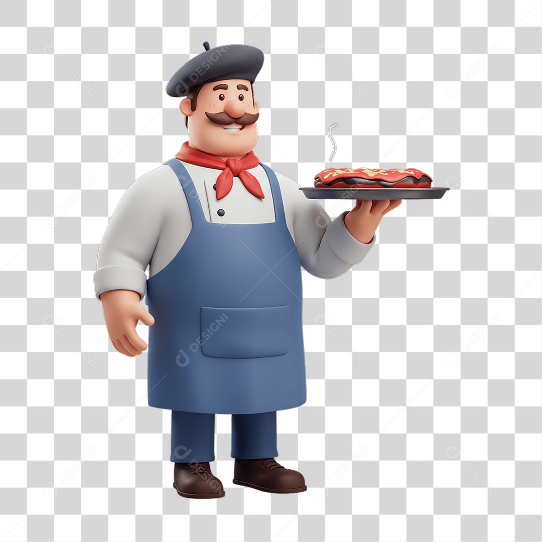 Personagem Homem Italiano com Comida Típica da Região PNG Transparente
