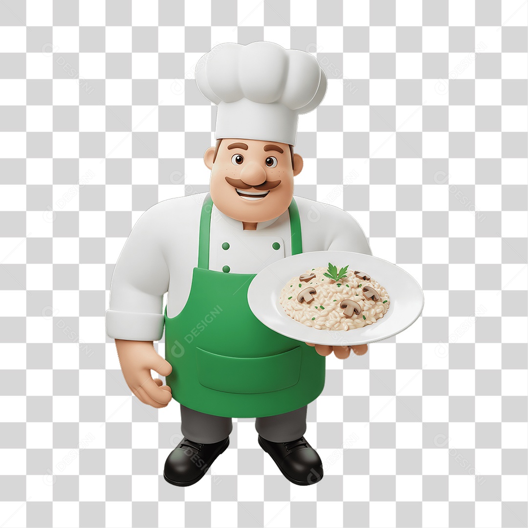 Personagem Homem Italiano com Comida Típica da Região PNG Transparente