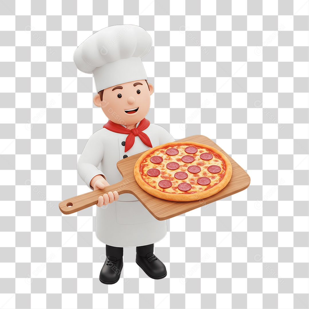 Personagem Homem Italiano com Pizza Típica da Região PNG Transparente