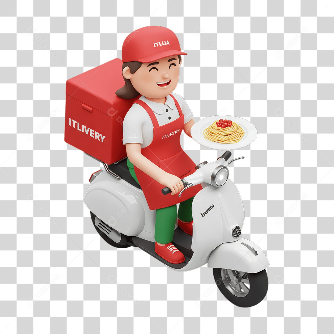 Personagem Entregadora Italiana PNG Transparente
