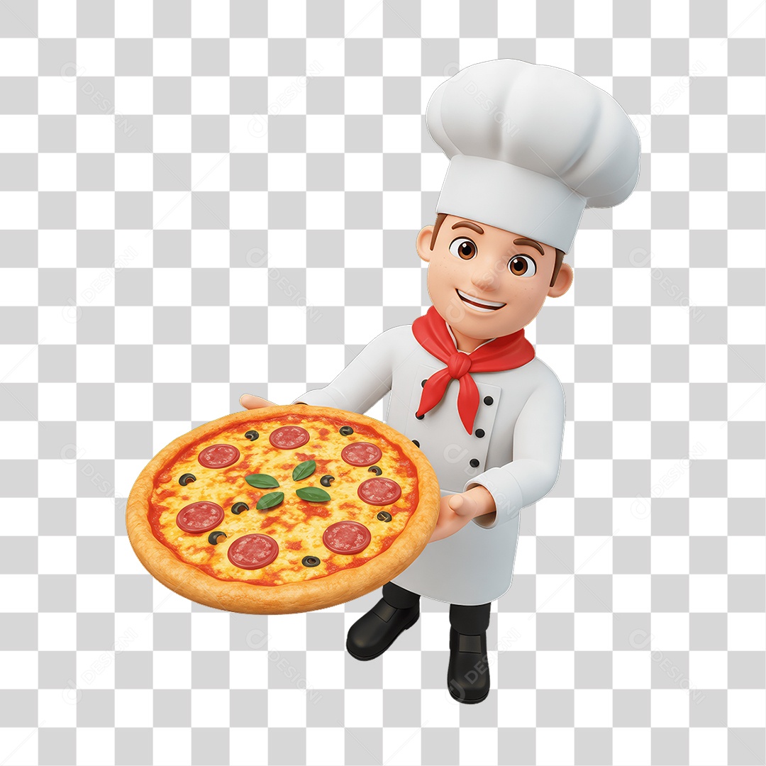 Personagem Homem Italiano com Pizza Típica da Região PNG Transparente