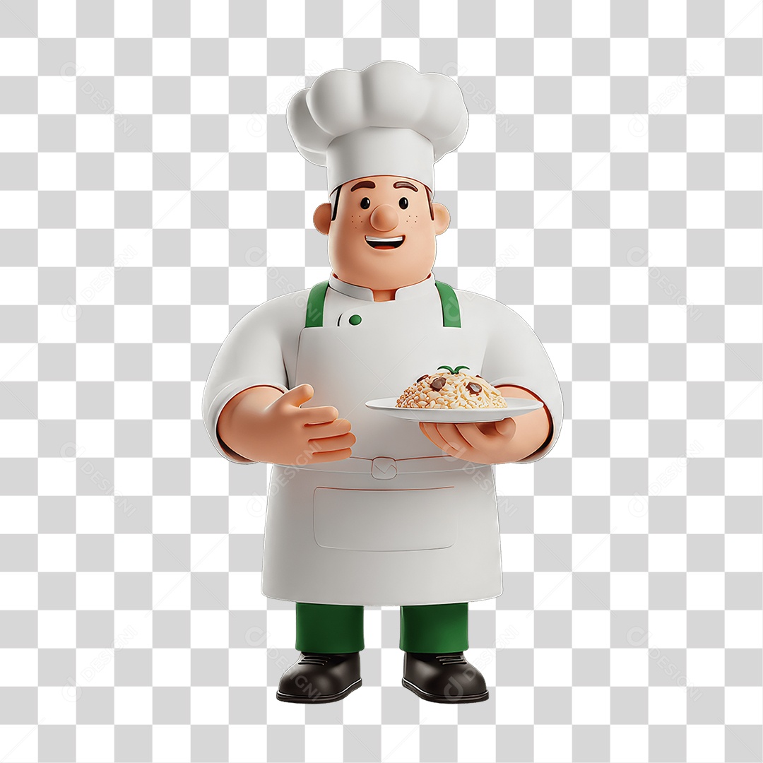Personagem Homem Italiano com Comida Típica da Região PNG Transparente