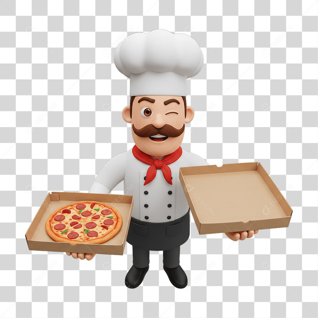 Personagem Homem Italiano com Pizza Típica da Região PNG Transparente