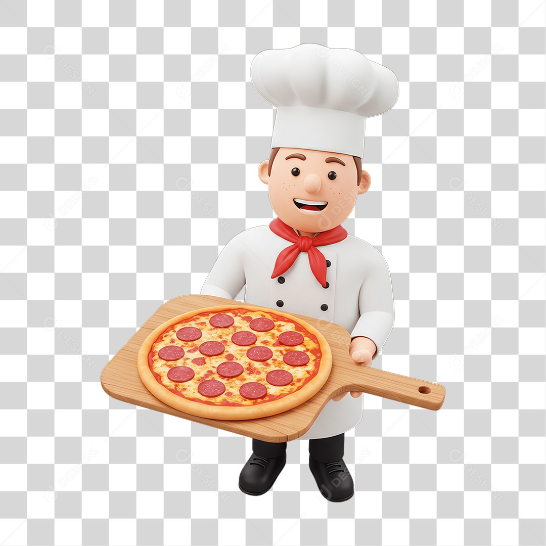 Personagem Homem Italiano com Pizza Típica da Região PNG Transparente