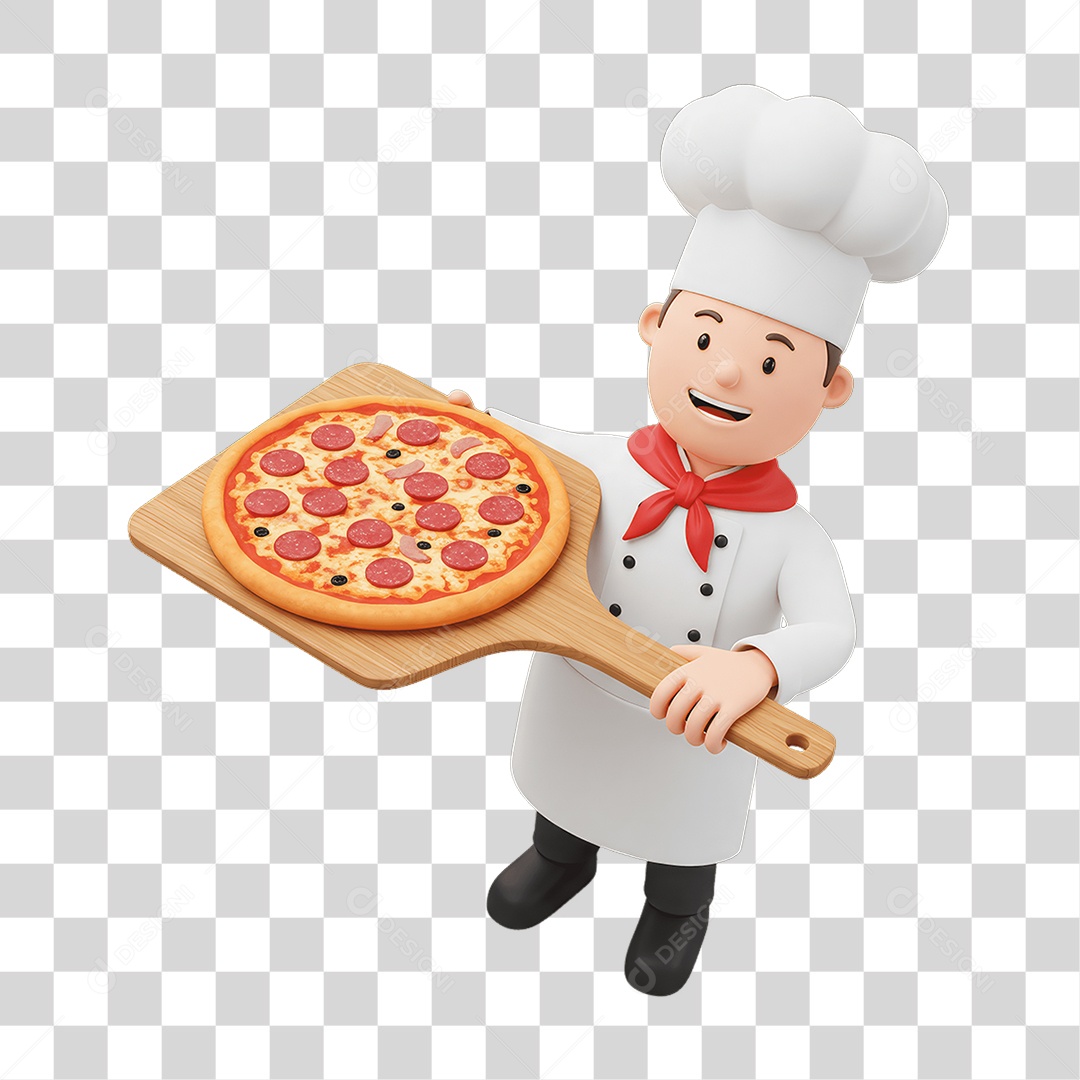 Personagem Homem Italiano com Pizza Típica da Região PNG Transparente
