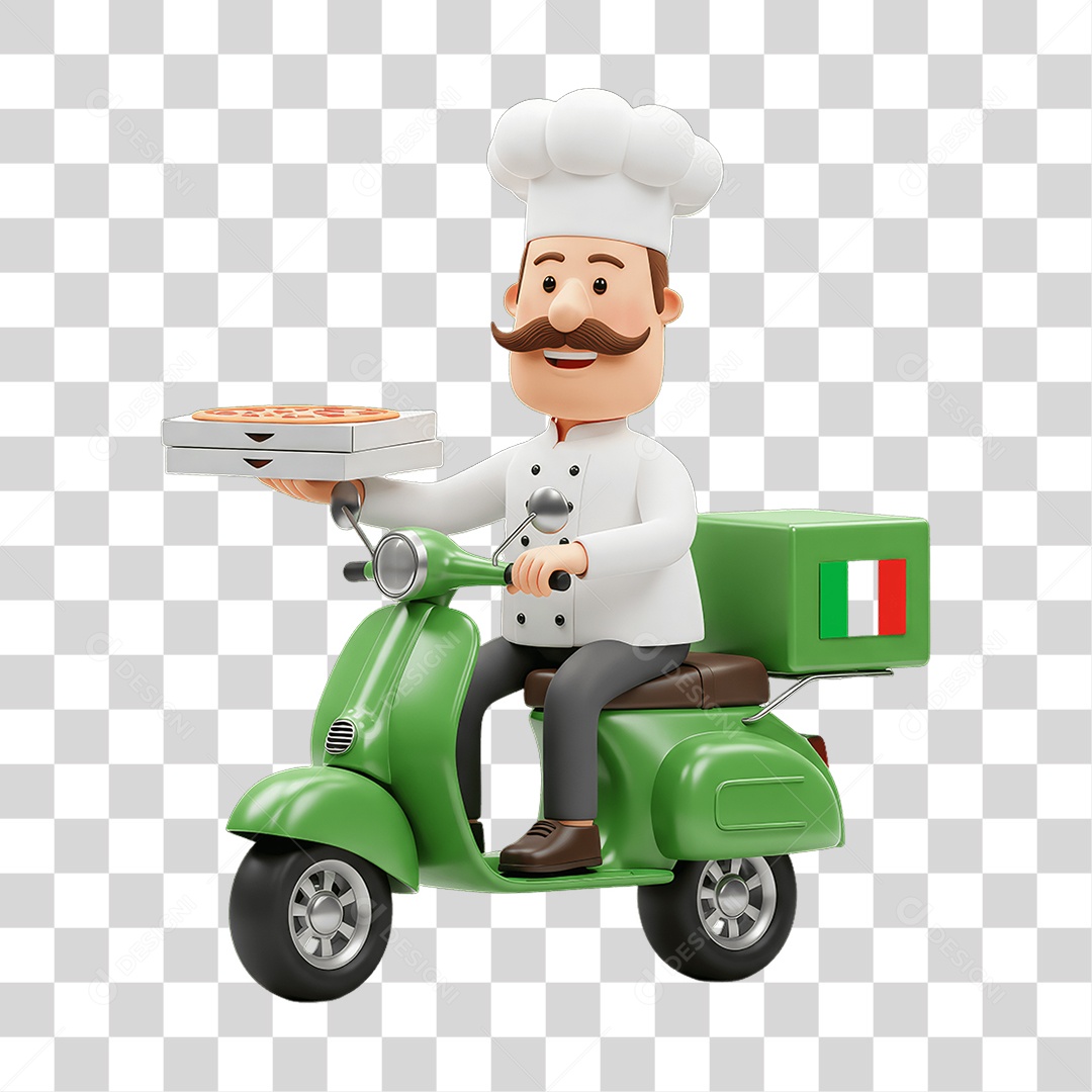 Personagem Entregador Italiano PNG Transparente