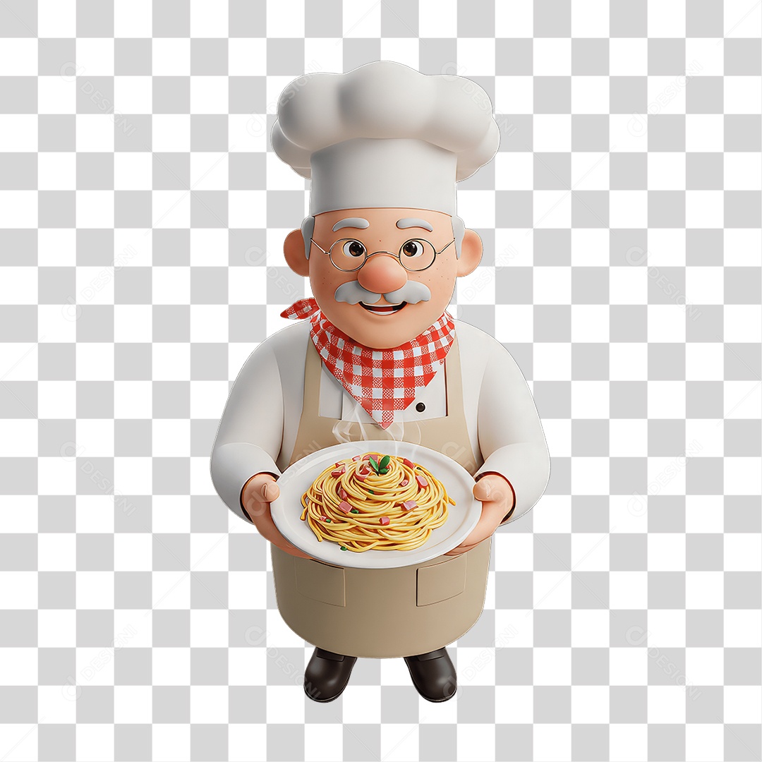 Personagem Homem Italiano com Comida Típica da Região PNG Transparente