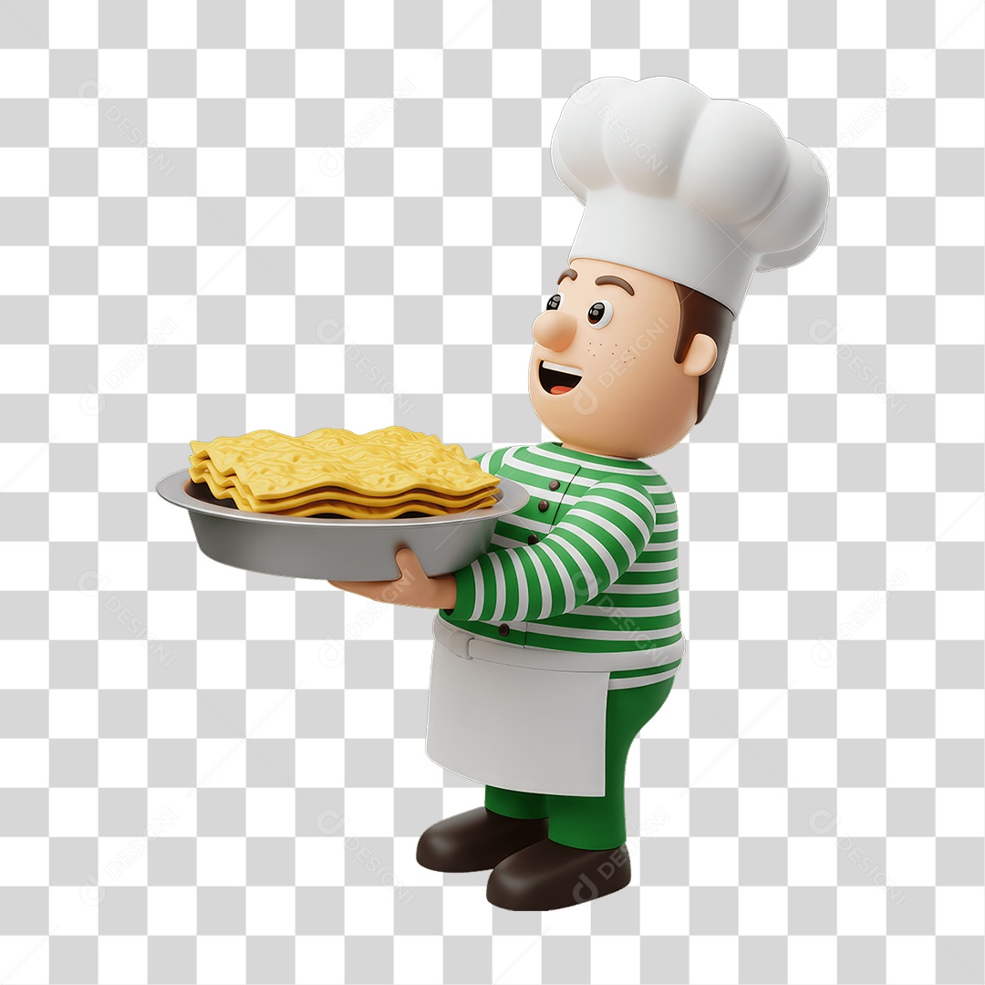 Personagem Homem Italiano com Comida Típica da Região PNG Transparente