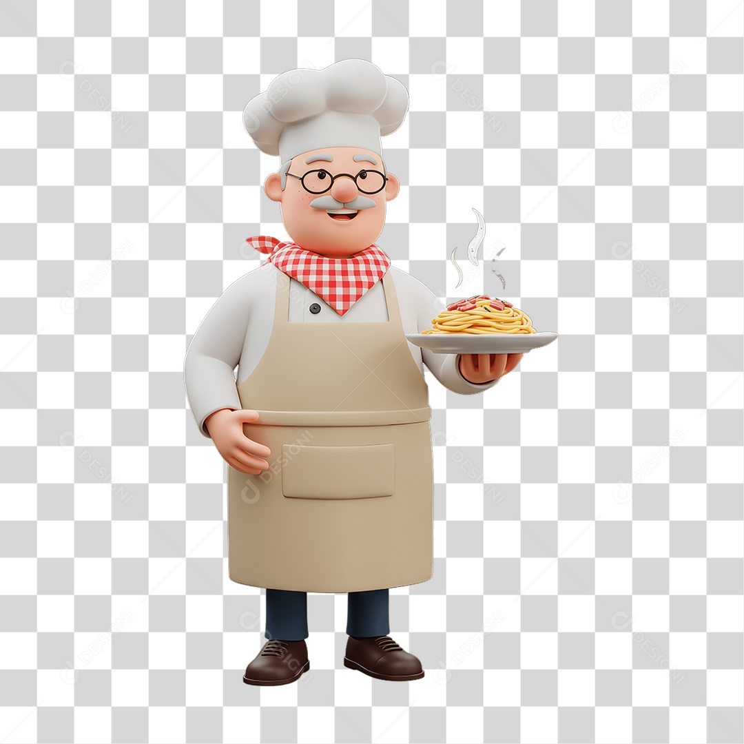 Personagem Homem Italiano com Comida Típica da Região PNG Transparente