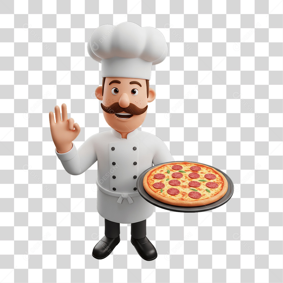 Personagem Homem Italiano com Pizza Típica da Região PNG Transparente