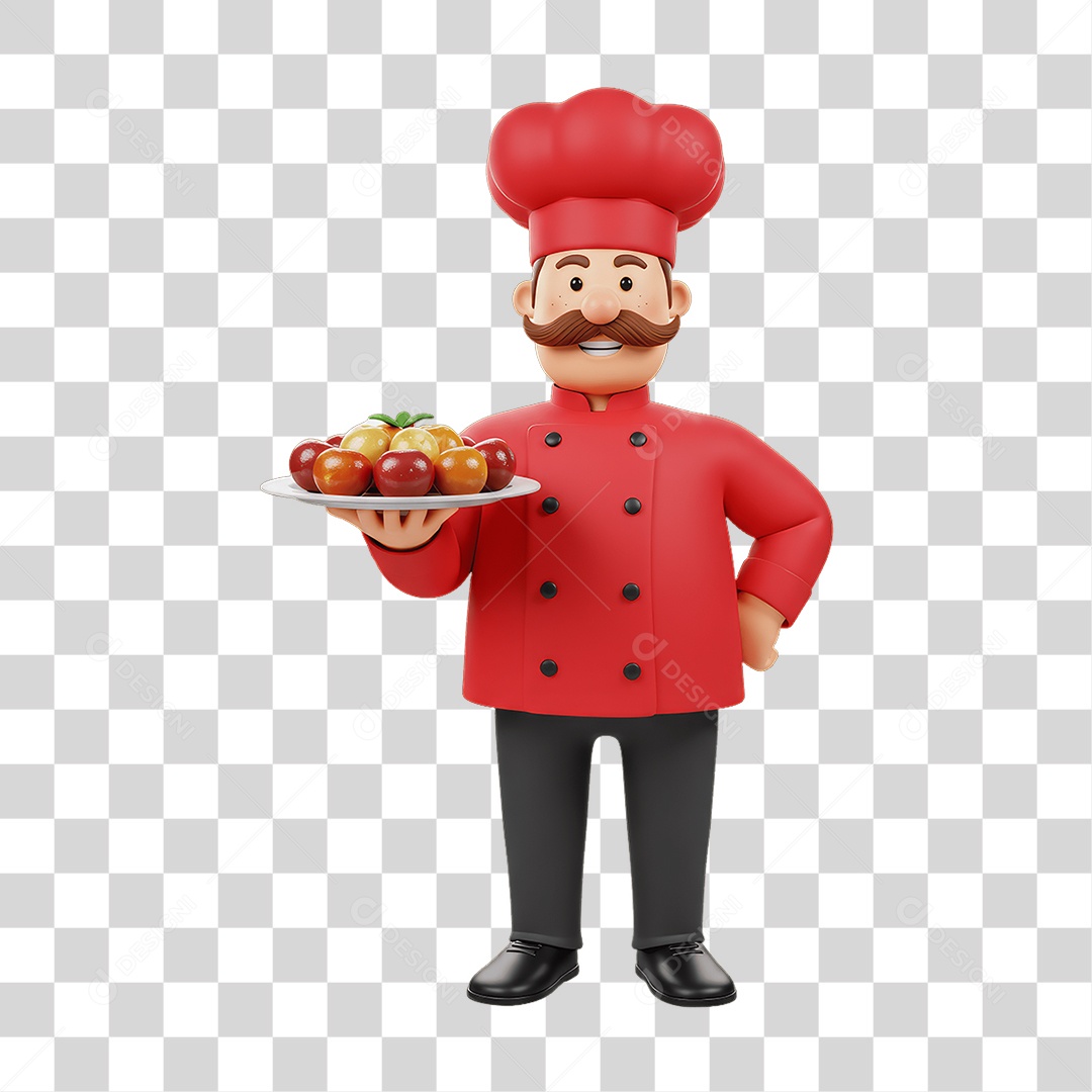 Personagem Homem Italiano com Comida Típica da Região PNG Transparente