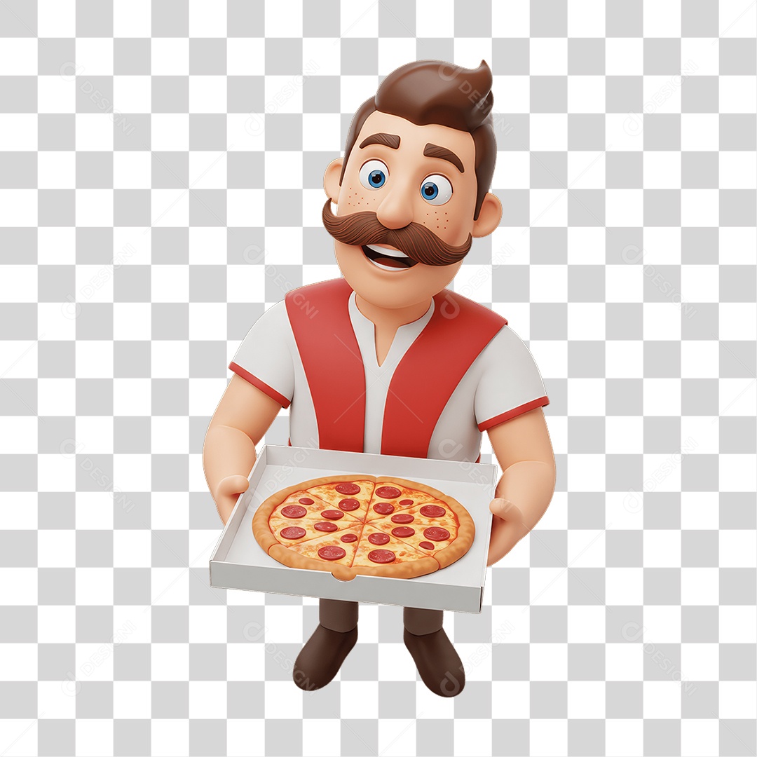 Personagem Homem Italiano com Comida Típica da Região PNG Transparente