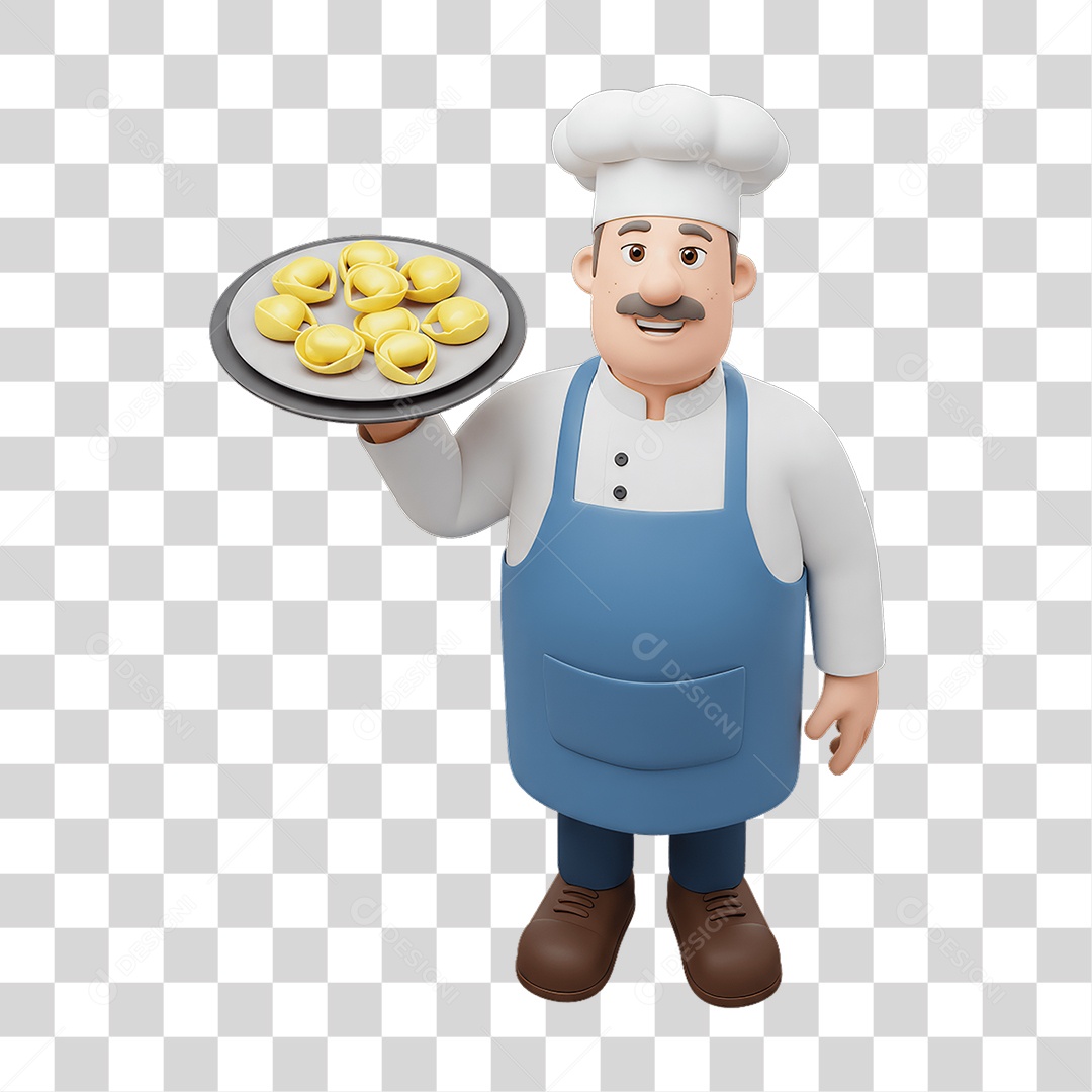 Personagem Homem Italiano com Comida Típica da Região PNG Transparente