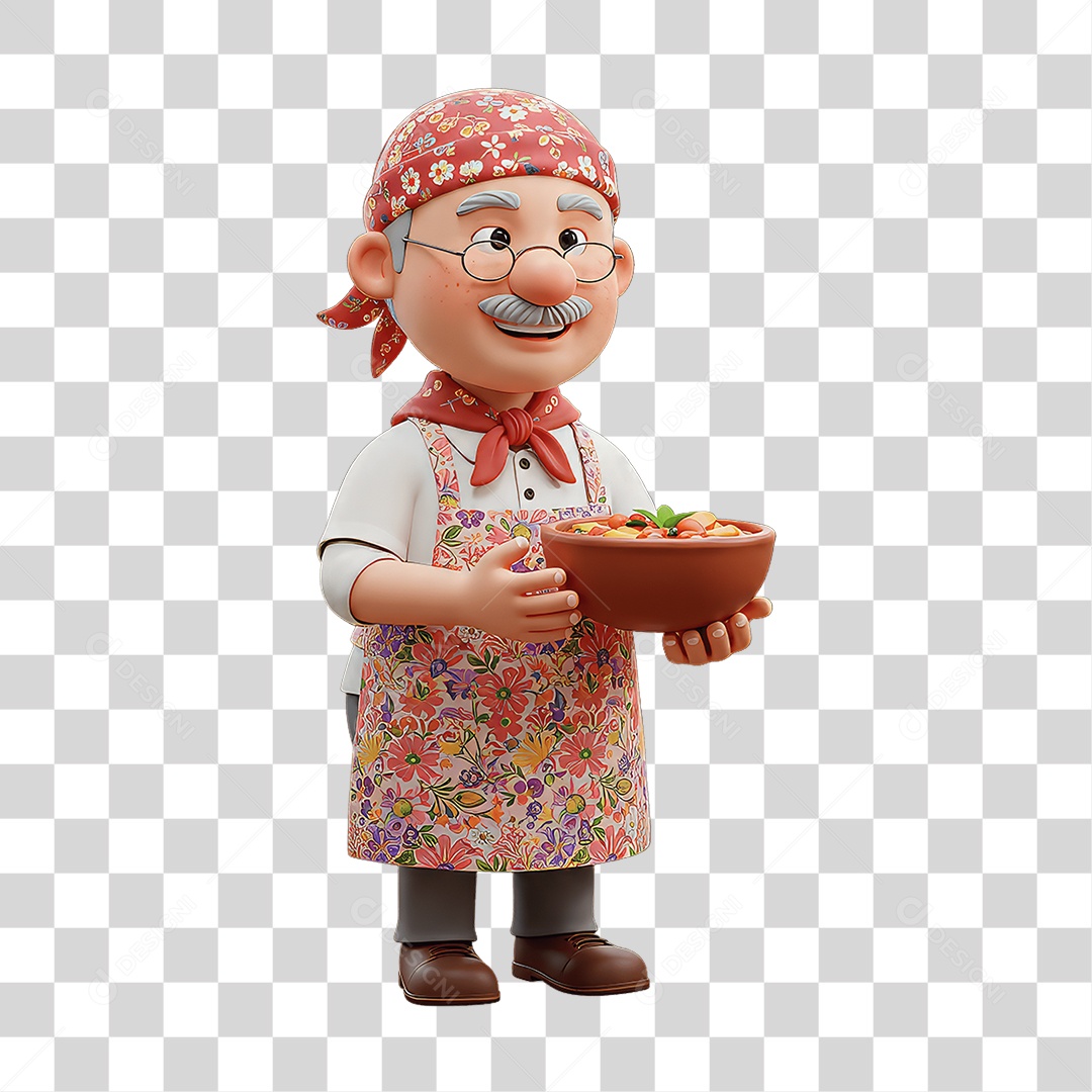 Personagem Homem Italiano com Comida Típica da Região PNG Transparente