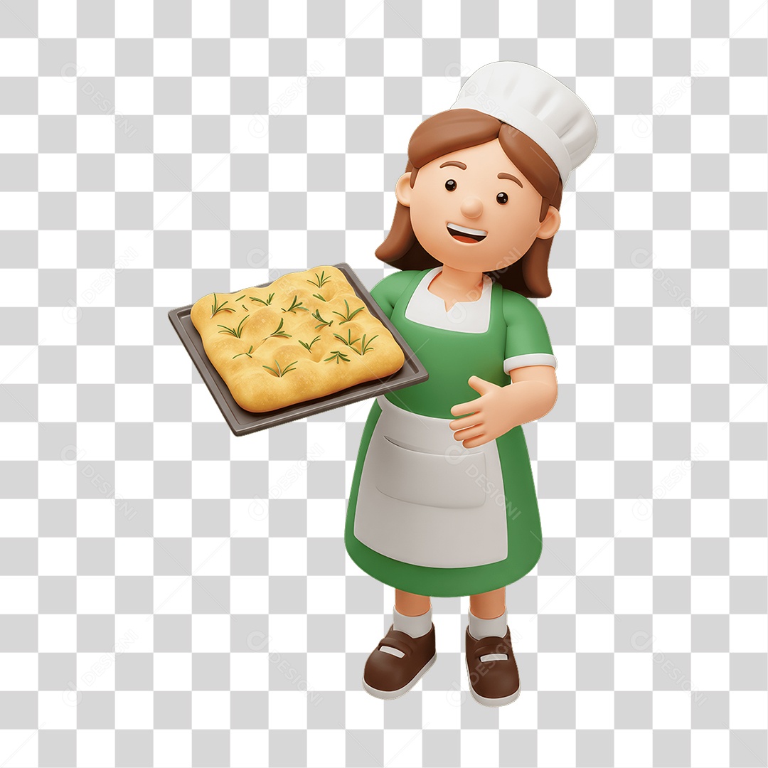 Personagem Mulher Italiana com Comida Típica da Região PNG Transparente